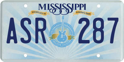 MS license plate ASR287