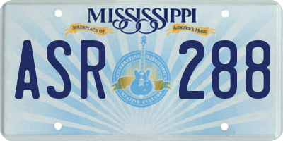 MS license plate ASR288