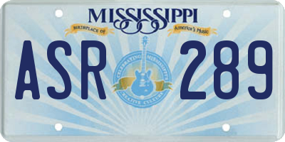 MS license plate ASR289