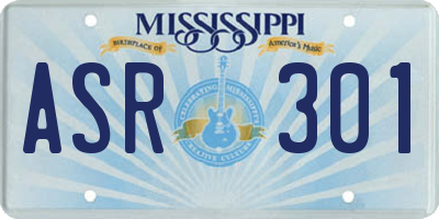 MS license plate ASR301