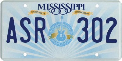 MS license plate ASR302