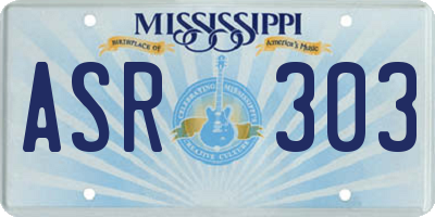 MS license plate ASR303
