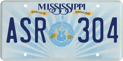 MS license plate ASR304