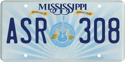 MS license plate ASR308