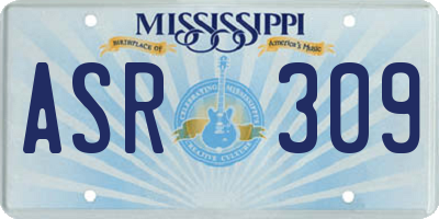 MS license plate ASR309