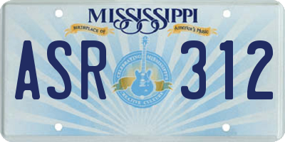 MS license plate ASR312