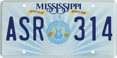 MS license plate ASR314
