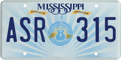MS license plate ASR315