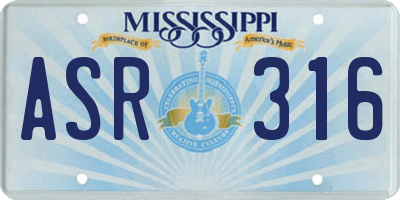 MS license plate ASR316