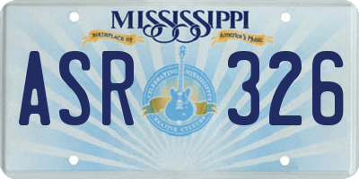 MS license plate ASR326