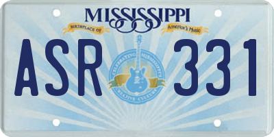 MS license plate ASR331