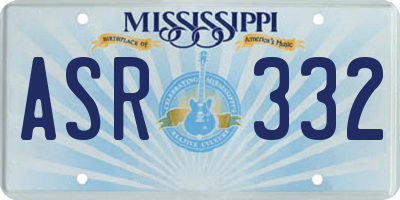 MS license plate ASR332