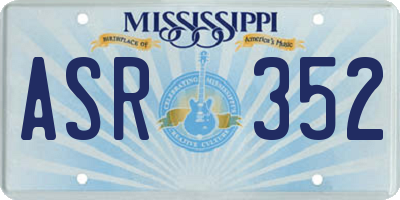 MS license plate ASR352
