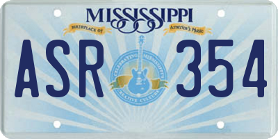 MS license plate ASR354