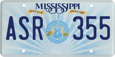 MS license plate ASR355