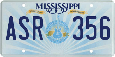 MS license plate ASR356