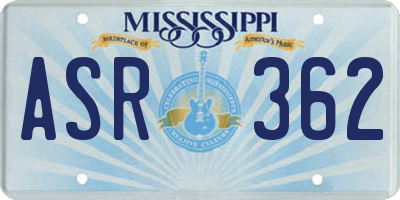 MS license plate ASR362