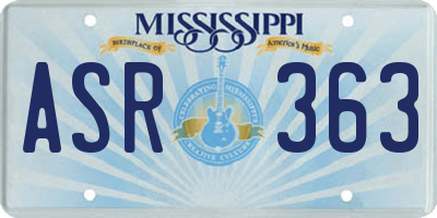 MS license plate ASR363