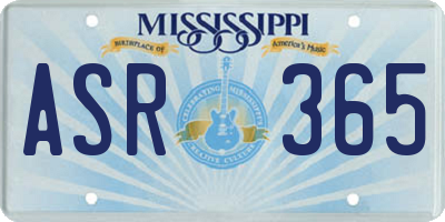 MS license plate ASR365