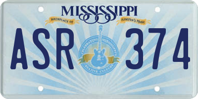 MS license plate ASR374