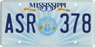 MS license plate ASR378