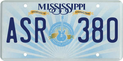 MS license plate ASR380