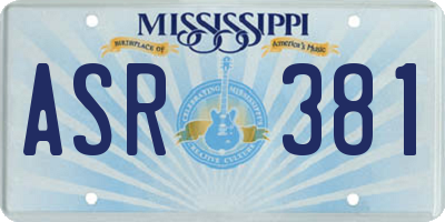 MS license plate ASR381