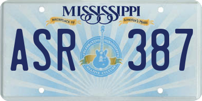 MS license plate ASR387