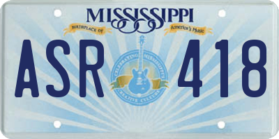MS license plate ASR418