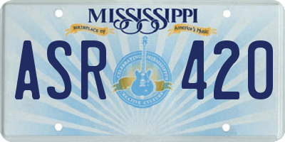 MS license plate ASR420