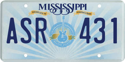 MS license plate ASR431