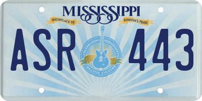 MS license plate ASR443