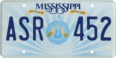 MS license plate ASR452