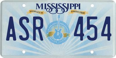 MS license plate ASR454