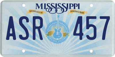 MS license plate ASR457