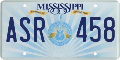 MS license plate ASR458