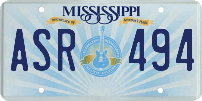 MS license plate ASR494