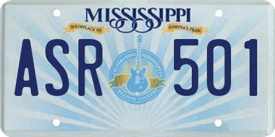 MS license plate ASR501
