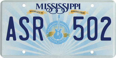 MS license plate ASR502