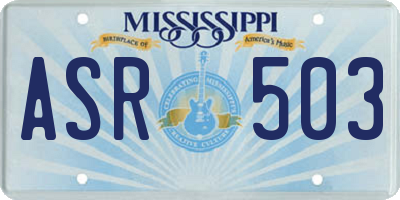 MS license plate ASR503