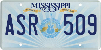 MS license plate ASR509