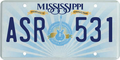 MS license plate ASR531