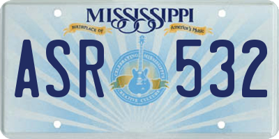 MS license plate ASR532