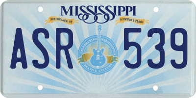 MS license plate ASR539