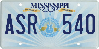MS license plate ASR540
