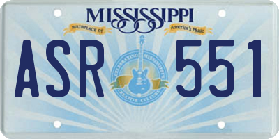 MS license plate ASR551