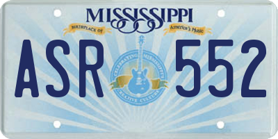 MS license plate ASR552