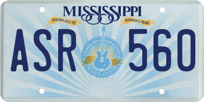 MS license plate ASR560