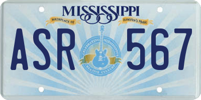 MS license plate ASR567
