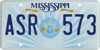 MS license plate ASR573